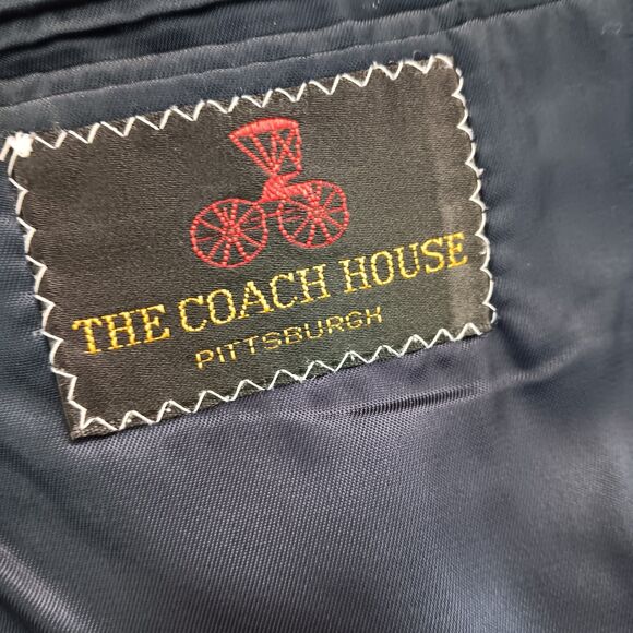 Vtg PERRY ELLIS 46R Navy Blue Wool Blazer MADE IN USA The Coach House 80s 90s - Picture 12 of 14